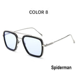 Tony Stark Sunglasses Men Avengers Iron Man Square Sunglasses Retro Gradient Spider Man Edith Glasses Robert Downey Jr Goggles