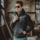 Men's Real Leather Jacket Men Motorcycle Removable Hood winter coat Men Warm Genuine Leather Jackets